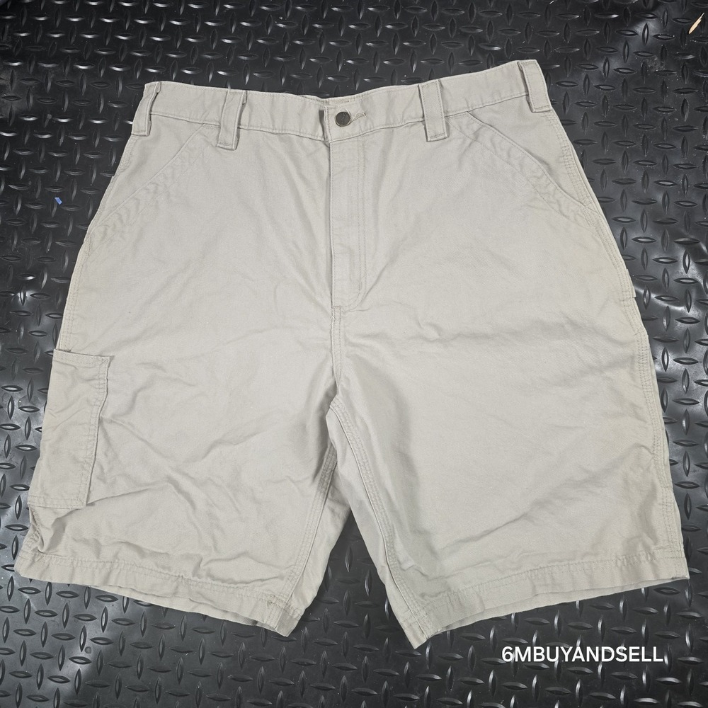 Carhartt B147 TAN Mens Canvas Work Shorts Carpenter Tan Khaki Size 38 Cotton